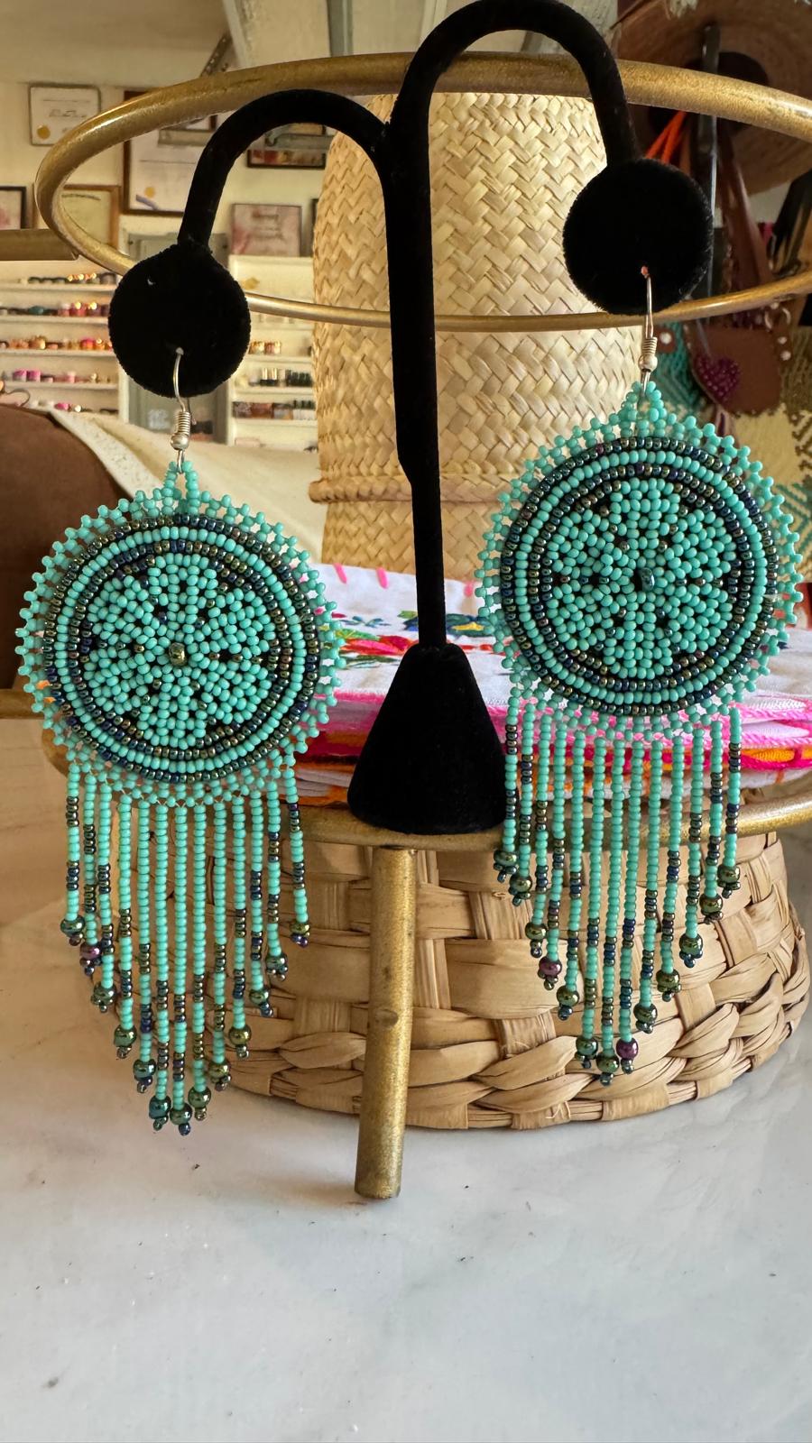 Aretes Artesanales Turquesa 🏵️ Diseño Exclusivo - Ocala, Orlando, Florida